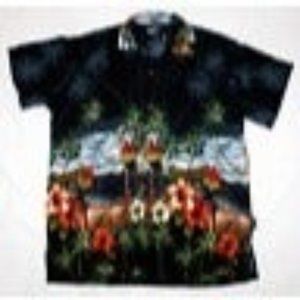 Vlvwatv Men's Short Sleeve Palm Tree Floral Island Parrot Hawaiian Shirt Size XL